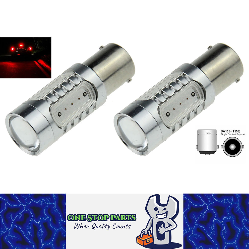 2 x 12V BA15S 7.5W COB RED LED SUPER BRIGHT 450 LUMENS RED 2PCS