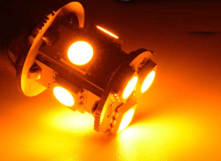 2pcs 12v BA15S 1156 8 SMD AMBER 80 LUMENS LED GLOBE 8 LED SMD AMBER LIGHT