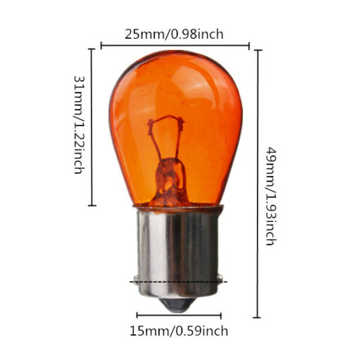 10 x BA15S 1156 12V 21W AMBER COATED INCANDESCENT FILAMENT GLOBES 10PCS