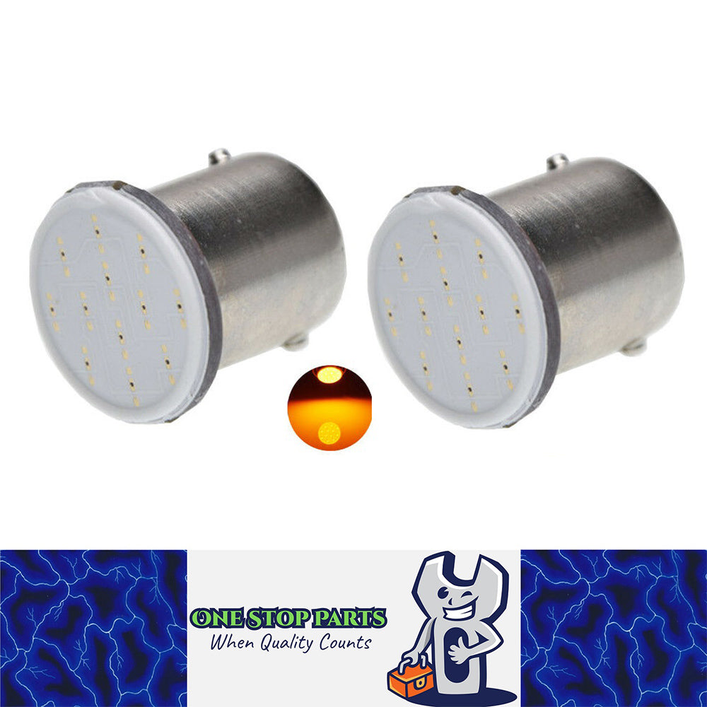 2 X BA15S AMBER 12V COB 100 LUMENS 1156 AMBER COB FLAT FACE LED GLOBE 2PCS