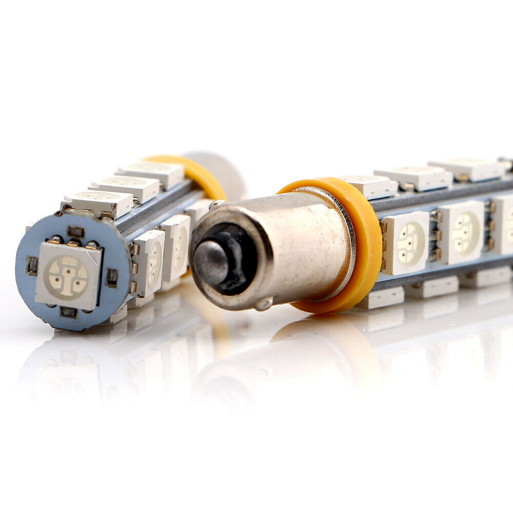 2 x 12v AMBER BA9S 13 SMD 5050 360 DEGREE LIGHT 160LM 38MM X 12MM BA9S LED