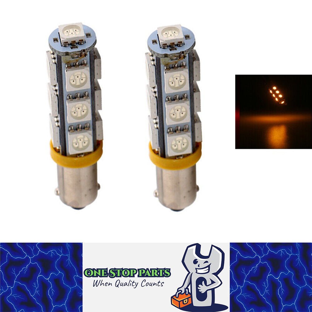 2 x 12v AMBER BA9S 13 SMD 5050 360 DEGREE LIGHT 160LM 38MM X 12MM BA9S LED
