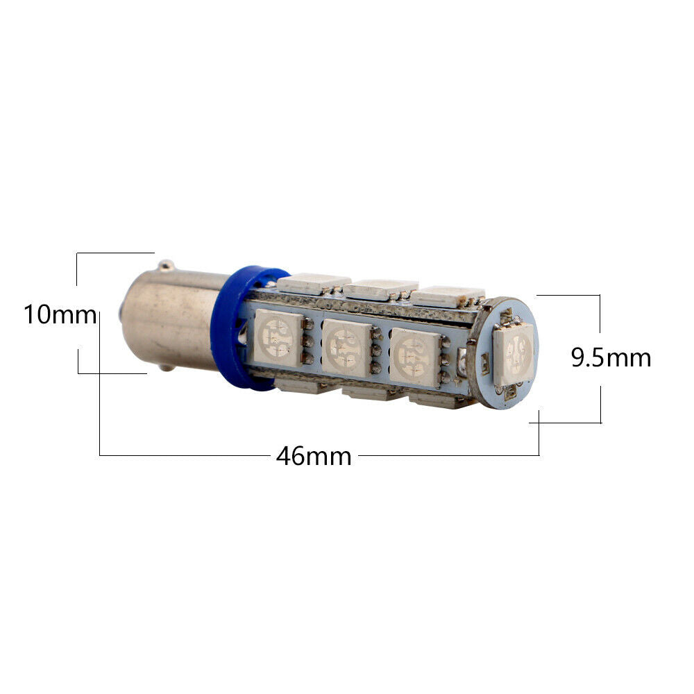 2 x 12v BLUE BA9S 13 SMD 5050 360 DEGREE LIGHT 160LM 38MM X 12MM BA9S LED