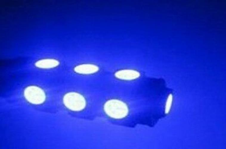 2 x 12v BLUE BA9S 13 SMD 5050 360 DEGREE LIGHT 160LM 38MM X 12MM BA9S LED