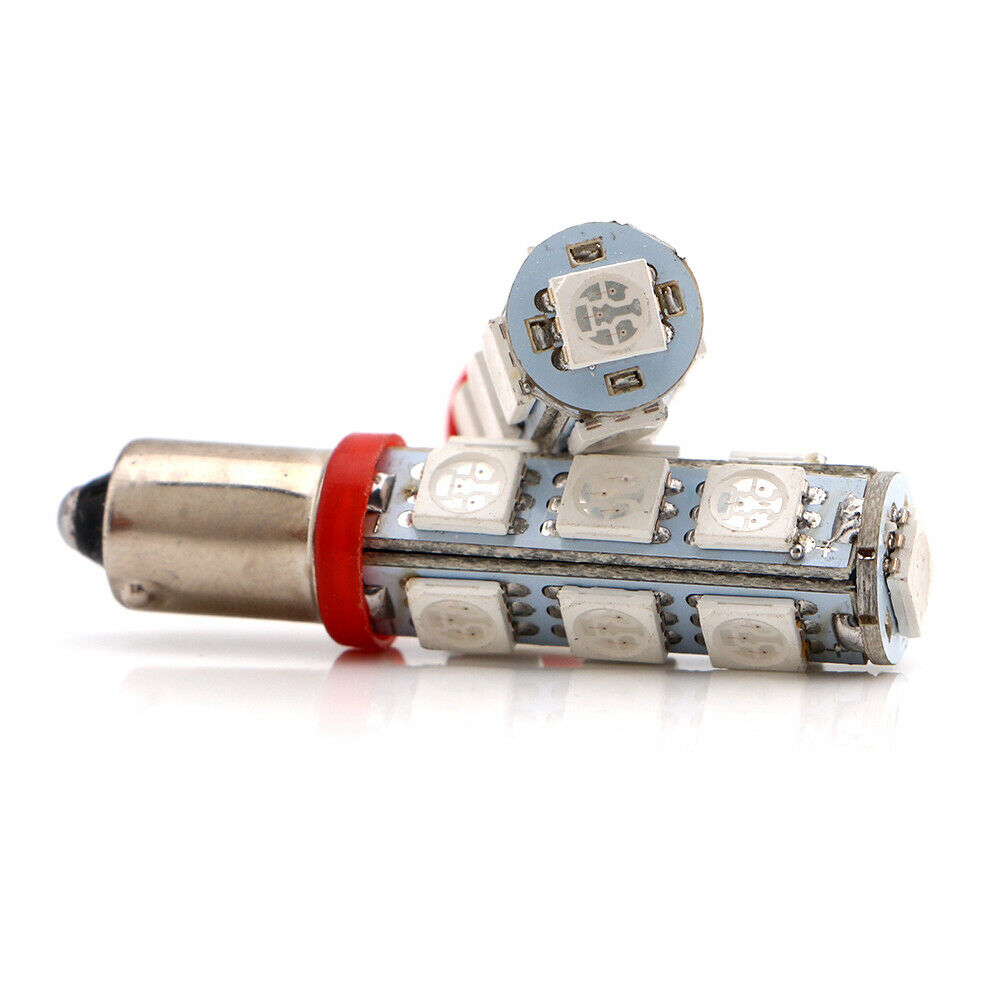 2 x 12v RED BA9S 13 SMD 5050 360 DEGREE LIGHT 160LM 38MM X 12MM BA9S LED