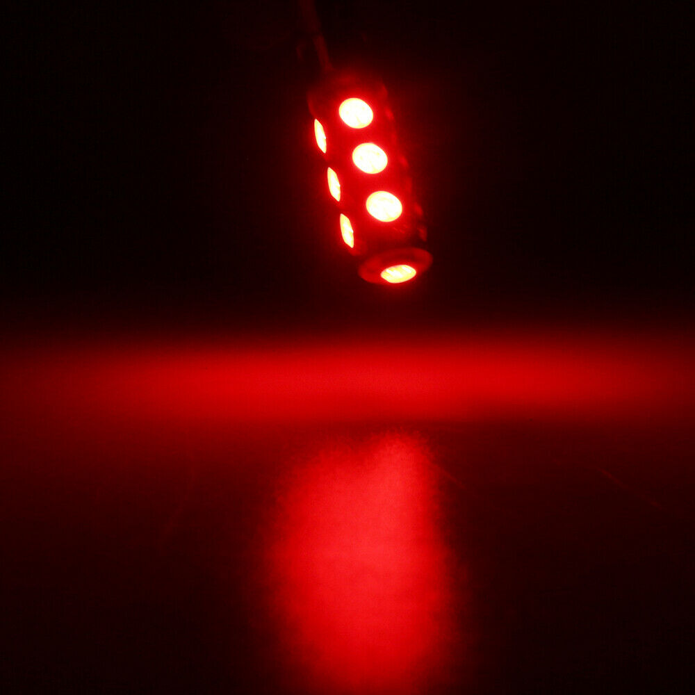 2 x 12v RED BA9S 13 SMD 5050 360 DEGREE LIGHT 160LM 38MM X 12MM BA9S LED