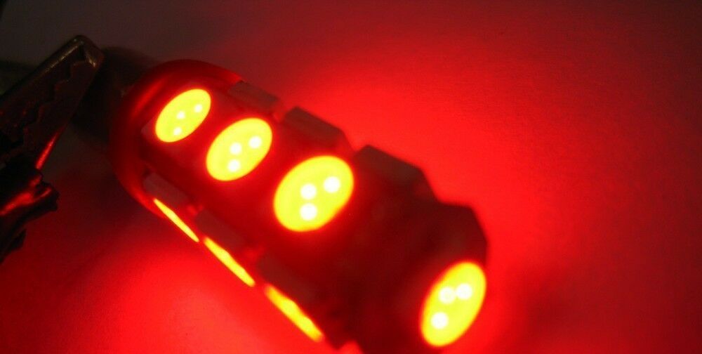 2 x 12v RED BA9S 13 SMD 5050 360 DEGREE LIGHT 160LM 38MM X 12MM BA9S LED