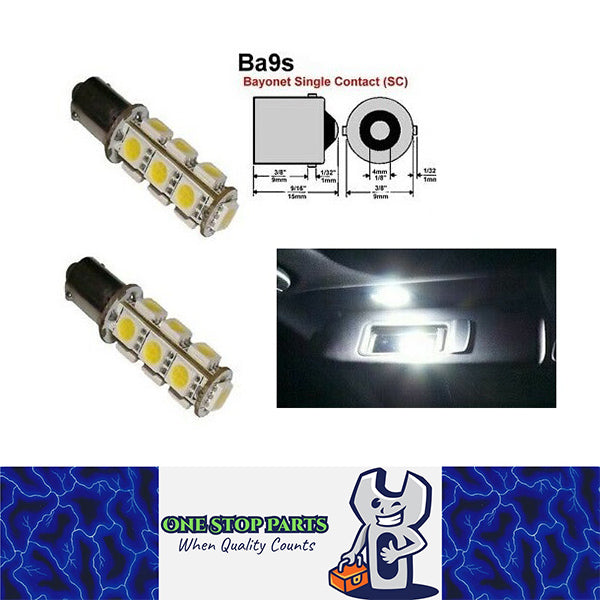 2 x 12v WHITE BA9S 13 SMD 5050 360 DEGREE LIGHT 160LM 38MM X 12MM BA9S LED