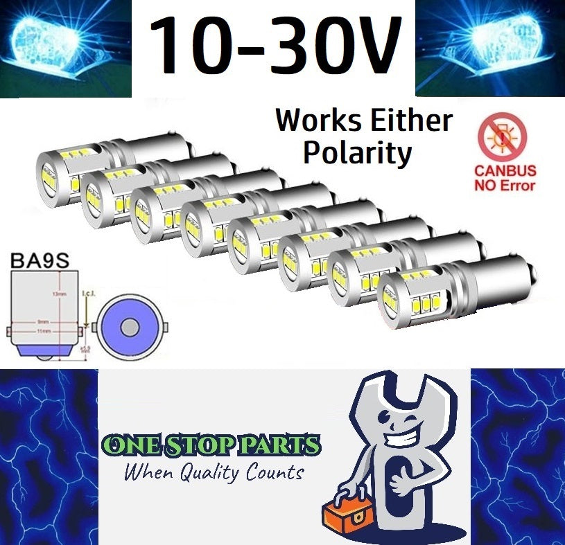 10 x Ice Blue BA9S 10-30v 15smd error free, Canbus non polarity Ice Blue (10pcs)