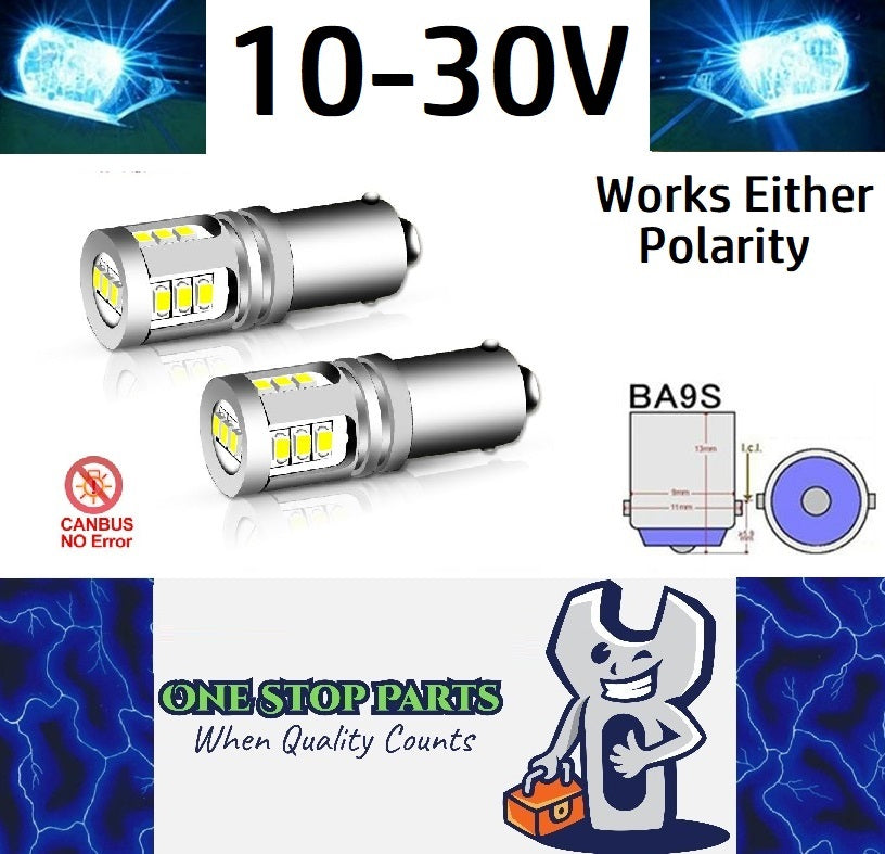 2 x Ice Blue BA9S 10-30v 15smd error free, Canbus non polarity Ice Blue (2pcs)