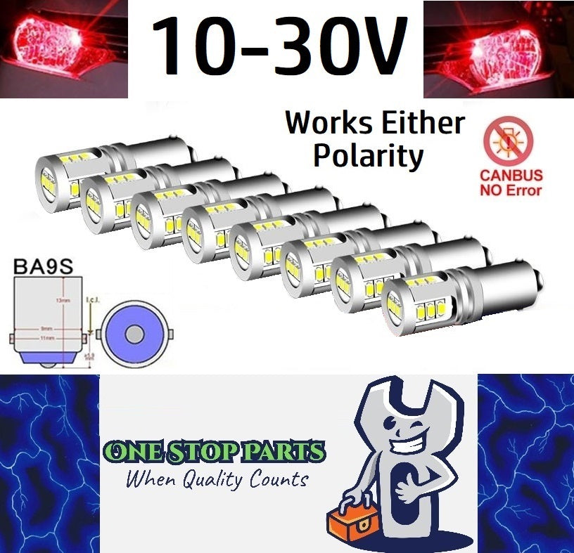 10 x Red BA9S 10-30v 15smd error free, Canbus non polarity Red (10pcs)