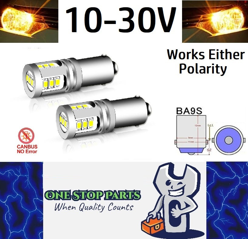 2 x Yellow BA9S 10-30v 15smd error free, Canbus non polarity Yellow (2pcs)