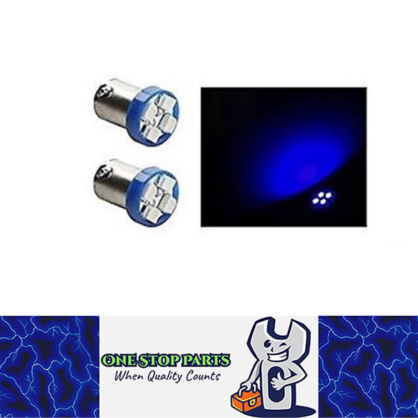 2PCS BLUE 12V BA9S 4SMD LED GLOBE REPLACEMENT 32 LUMENS IDEAL FOR DASH LIGHTS