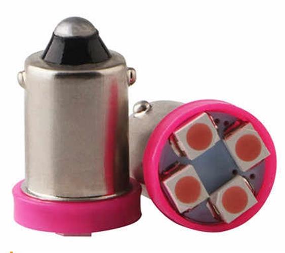 2PCS PINK/PURPLE 12V BA9S 4SMD LED GLOBE REPLACEMENT 32Lm IDEAL FOR DASH LIGHTS