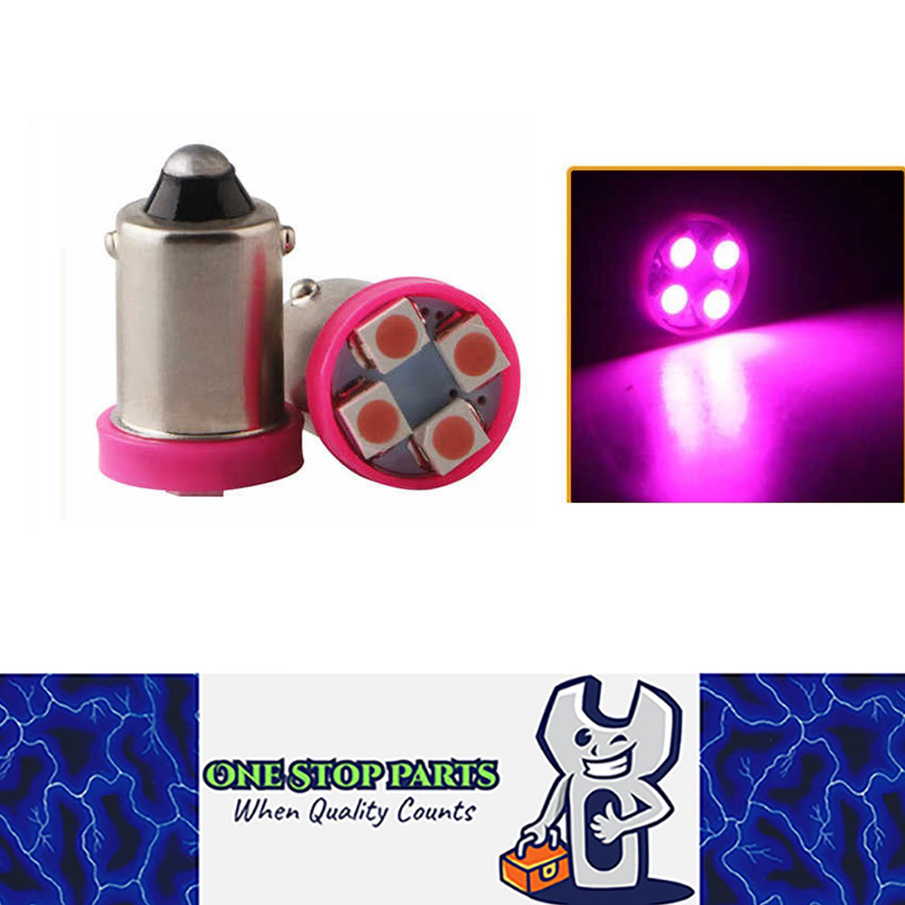 2PCS PINK/PURPLE 12V BA9S 4SMD LED GLOBE REPLACEMENT 32Lm IDEAL FOR DASH LIGHTS
