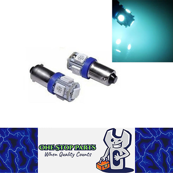 2 X ICE BLUE 12v BA9S 5 SMD 360 DEGREE LIGHT 88LM CANBUS FOR PARKERS OR DASH
