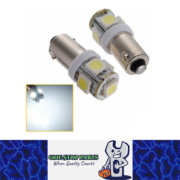 PAIR WHITE 12v BA9S 5 SMD 360 DEGREE LIGHT 88LM CANBUS IDEAL FOR PARKERS OR DASH