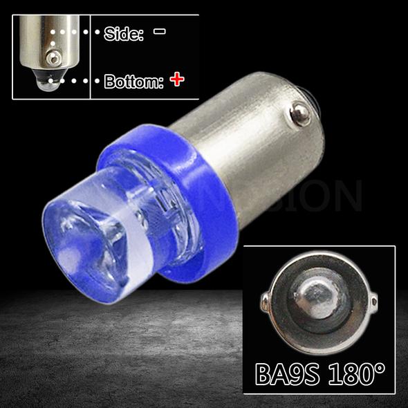 PAIR BLUE 12v BA9S LED INVERTED HEAD 360 DEGREE LIGHT 30LM PARK LIGHTS DASH