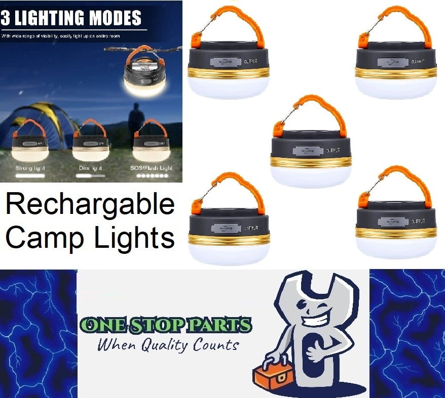 5 x Rechargable 10w LED 1800mah Camp light hang / magnetic USB Charge Light