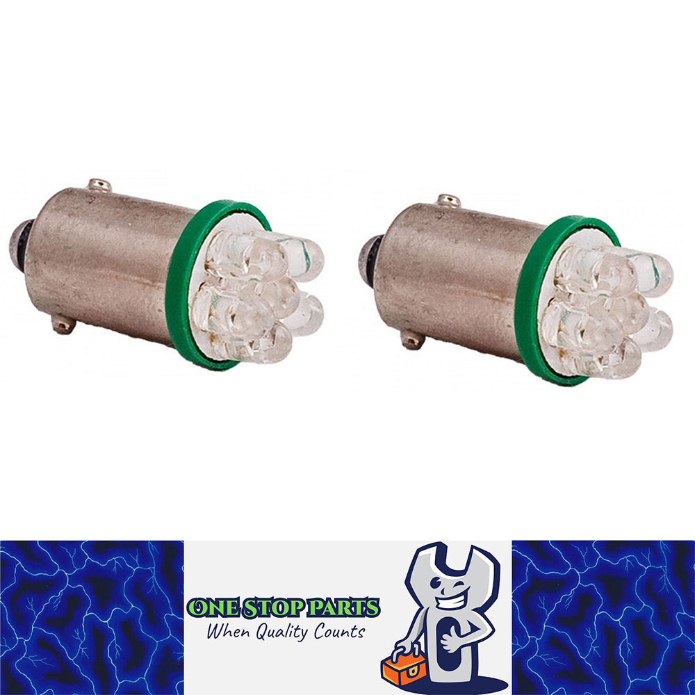 PAIR 12v BA9S LED GREEN BA9S 6 LED 60LM IDEAL FOR PARK LIGHT OR DASH
