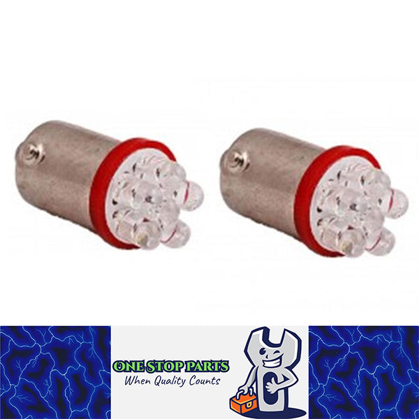 PAIR 12v BA9S LED RED BA9S 6 LED 60LM IDEAL FOR PARK LIGHT OR DASH RED