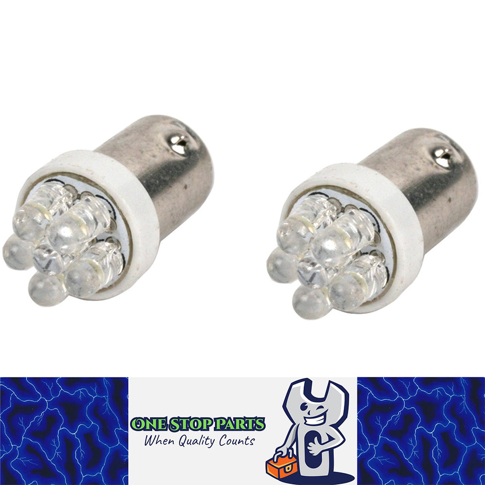 PAIR 12v BA9S LED WHITE BA9S 6 LED 60LM IDEAL FOR PARK LIGHT OR DASH WHITE