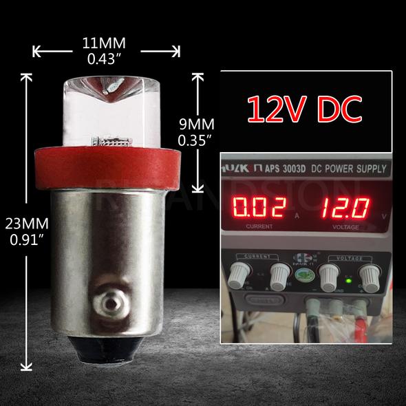 PAIR RED 12v BA9S LED INVERTED HEAD 360 DEGREE LIGHT 30LM SUITS PARK LIGHTS DASH