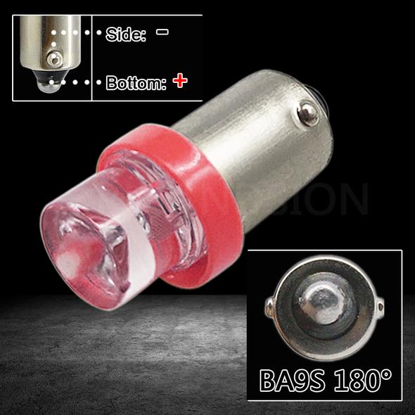 PAIR RED 12v BA9S LED INVERTED HEAD 360 DEGREE LIGHT 30LM SUITS PARK LIGHTS DASH