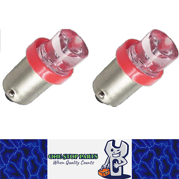 PAIR RED 12v BA9S LED INVERTED HEAD 360 DEGREE LIGHT 30LM SUITS PARK LIGHTS DASH