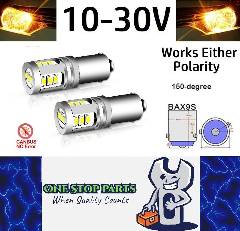 2 x Yellow BAX9S 10-30v 15smd error free, Canbus non polarity Yellow (2pcs)