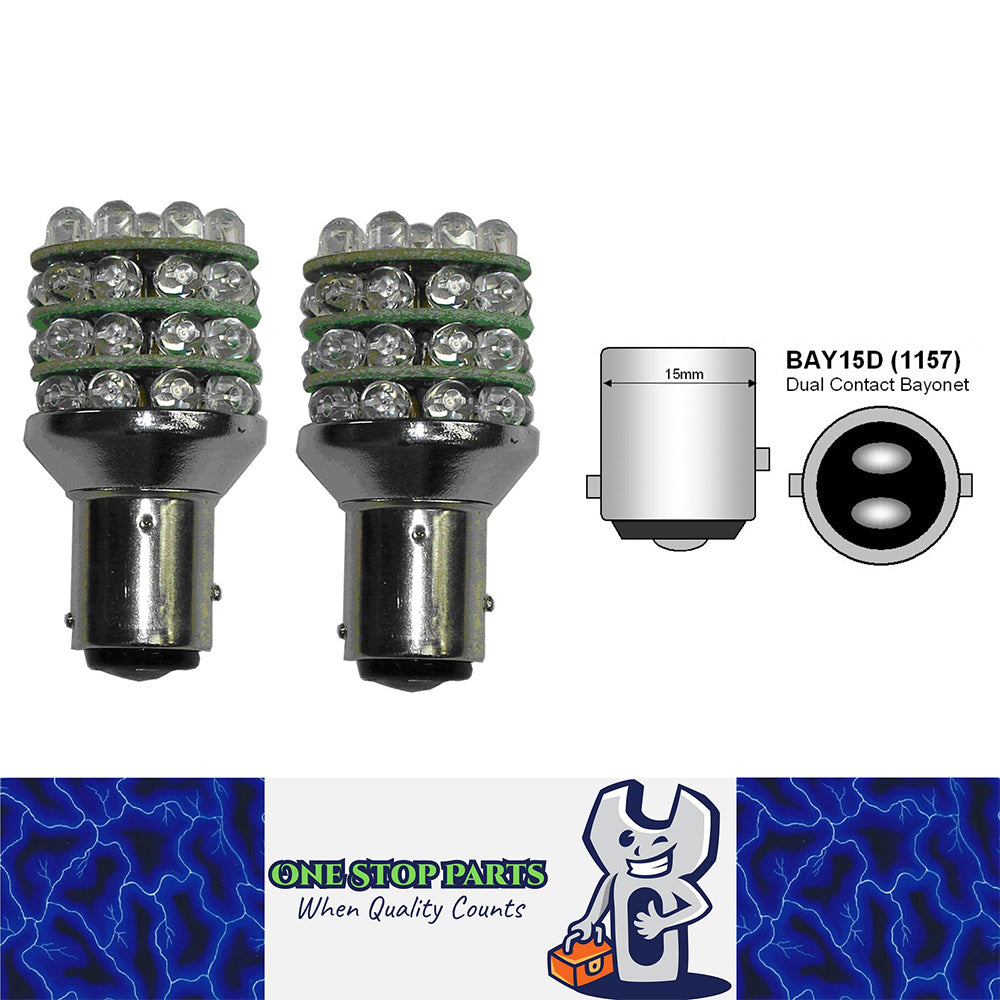 2 X 24v BAY15D 1157 RED STOP TAIL 36 LED GLOBES TAIL 100LM / STOP 288LM 24V
