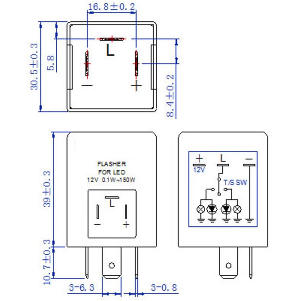 1 X 12V 3 PIN LED FLASHER CAN FOR LED OR/AND STANDARD GLOBES (NUMBER STYLE)