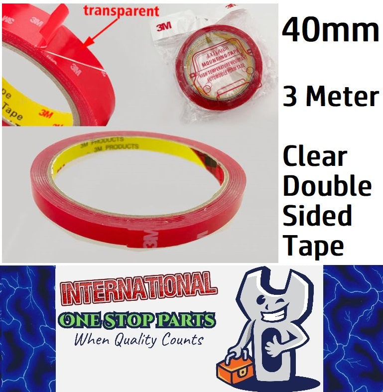 3M Clear Tape 40mm Double Sided Tape 3 Meter Roll x 0.8mm Thick Transparent (3m)