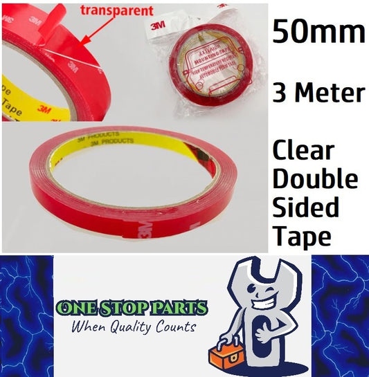 3M Clear Tape 50mm Double Sided Tape 3 Meter Roll x 0.8mm Thick Transparent (3m)