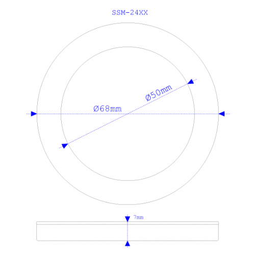 12V 68MM ROUND LIGHT THIN SURFACE MOUNT WARM WHITE (NO SWITCH STYLE)