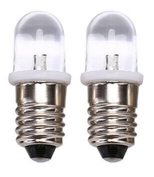 2 X 12V E10 WHITE DOME HEAD LED 15 DEGREE BEAM 50 LUMENS FOR DASH LIGHTS