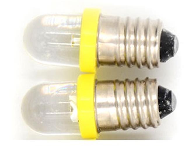 2 X 12V E10 YELLOW DOME HEAD LED 15 DEGREE BEAM 50 LUMENS FOR DASH LIGHTS