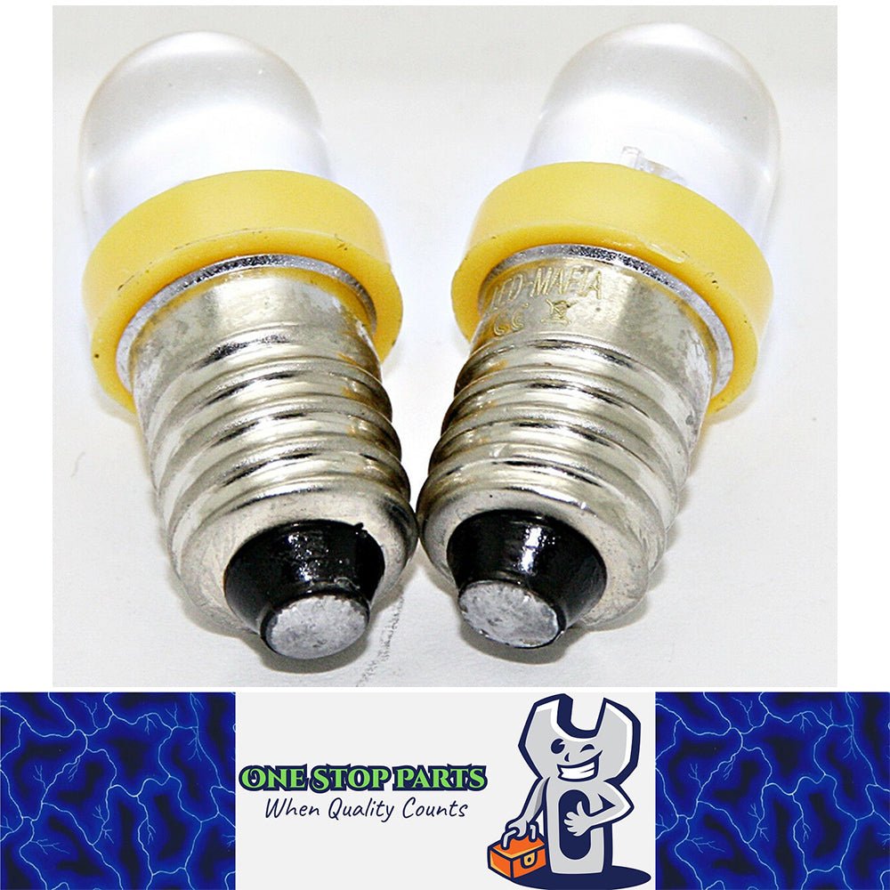 2 X 12V E10 YELLOW DOME HEAD LED 15 DEGREE BEAM 50 LUMENS FOR DASH LIGHTS
