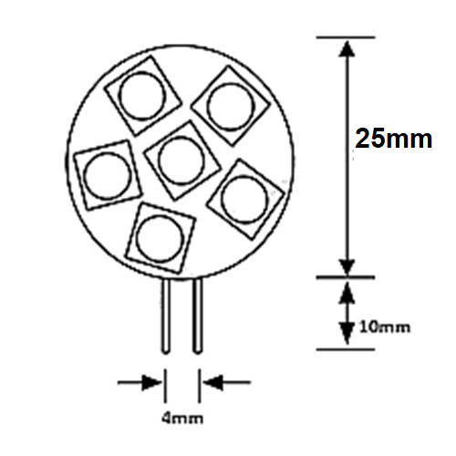2 x 10-30V AC/DC G4 6SMD COOL WHITE SIDE PIN STYLE 132LM SUITS 12V AND 24V