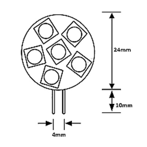 10-30V AC/DC G4 6SMD LED WARM WHITE SIDE PIN STYLE 132LM SUITS 12V AND 24V