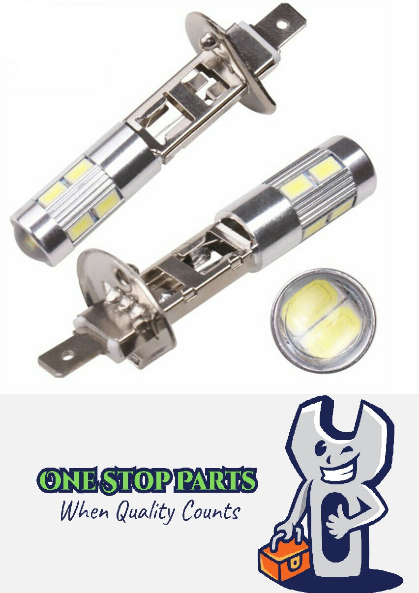 2 X 12V H1 10SMD COOL WHITE LED GLOBE REPLACEMENT 300LM 5630 SMD 2PCS