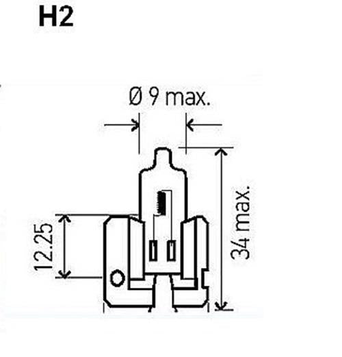 2 x Halogen 12v H2 55w Super White 5000k Globes Quality Australian Stock
