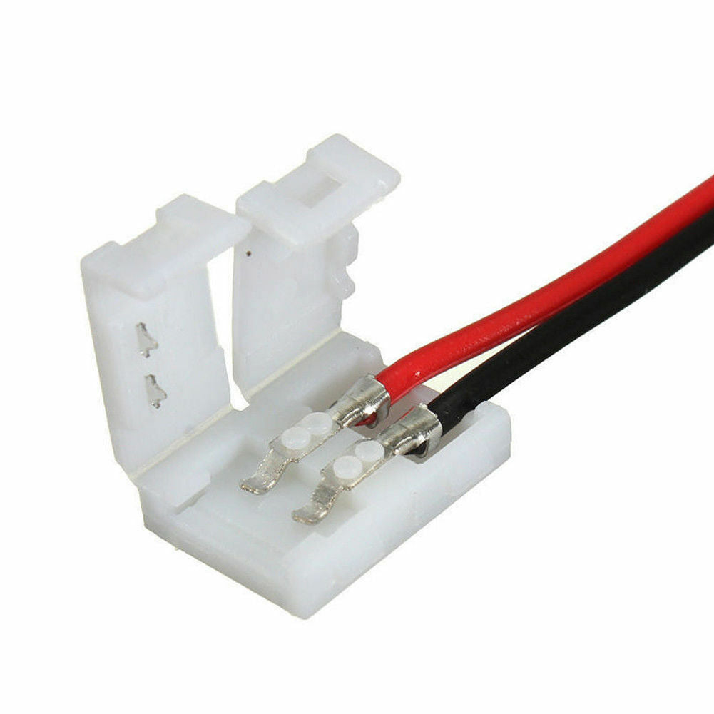 5 X LED STRIP CONNECTORS SMD 3528 2835 SINGLE END 2 WIRE 8MM PCB BOARD ADAPTER