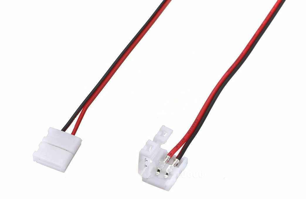5 X LED STRIP CONNECTORS SMD 3528 2835 SINGLE END 2 WIRE 8MM PCB BOARD ADAPTER