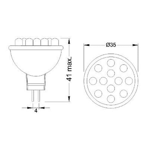 10PCS 12v DC MR11 12 LED 50 DEGREE 84LM WARM WHITE SUITS REPLACEMENT OF STANDARD