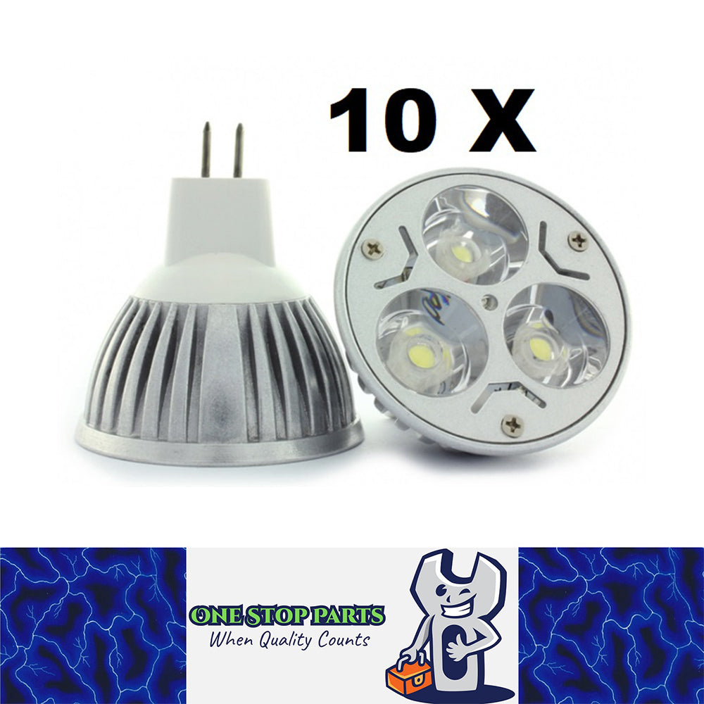 10 X MR16 12V DC 3W 300LM 60 Deg Warm WHITE Ideal for Caravan Boat Motorhome