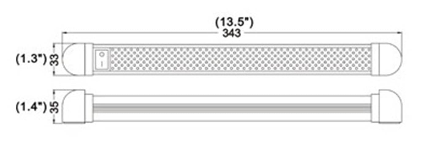 M/Volt Aluminium 343mm Swivel Interior Reading Lamp, Cabin Light with switch