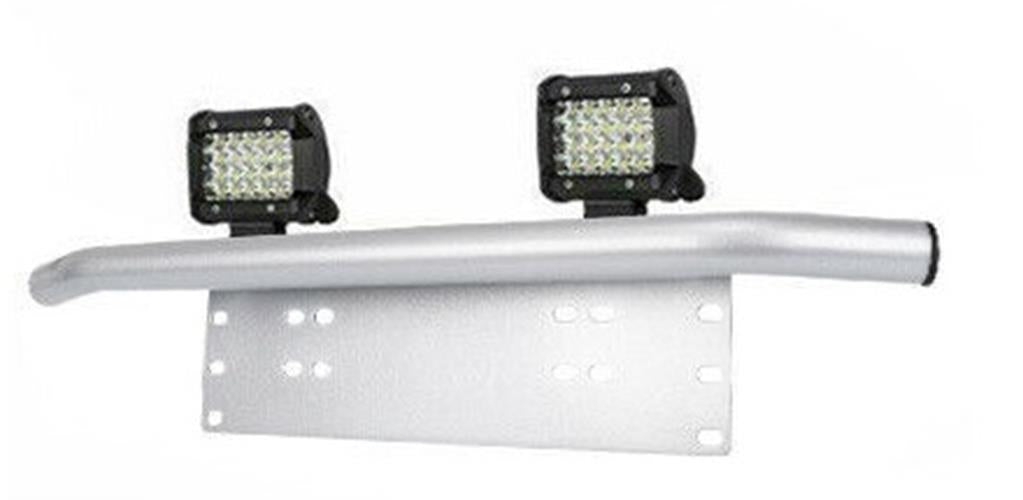 Silver Nudge Bar Front Number Plate Car for Light Bar and/or Driving lights LED