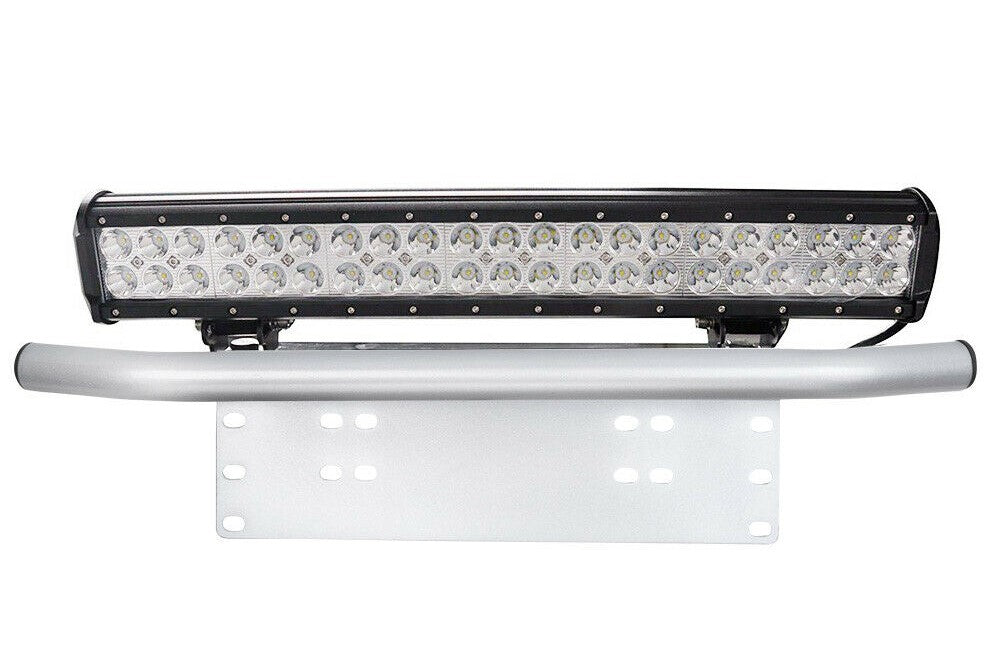 Silver Nudge Bar Front Number Plate Car for Light Bar and/or Driving lights LED