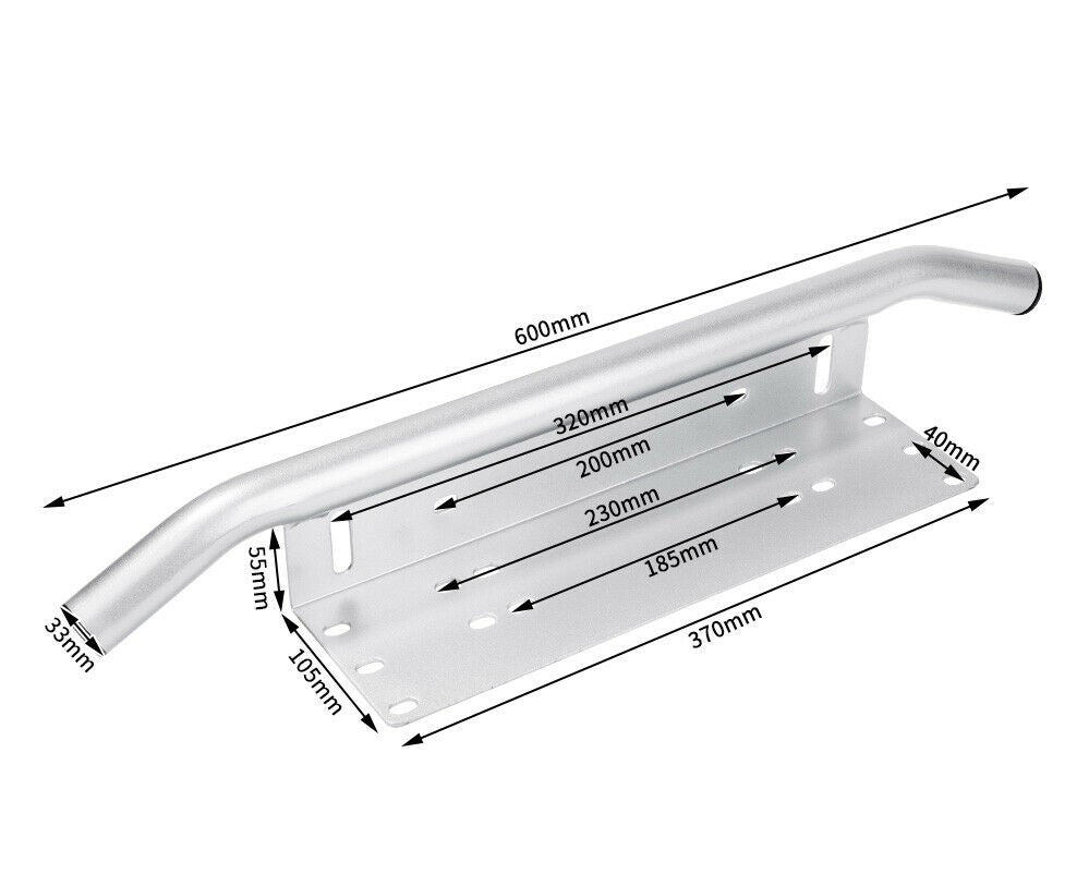 Silver Nudge Bar Front Number Plate Car for Light Bar and/or Driving lights LED